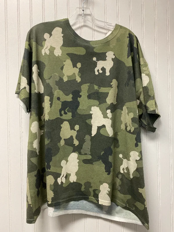 women's T-shirts for runningCamouflage Print Top Short Sleeve Jerzees, Size Xl