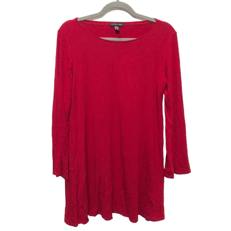 women's long sleeve tops with limited-edition designsTop Long Sleeve Basic By Eileen Fisher In Red, Size: S