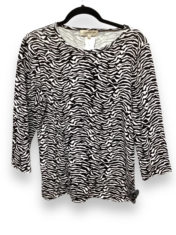 women's long sleeve tops with peplum hemsTop Long Sleeve By Jones New York In Zebra Print, Size: L