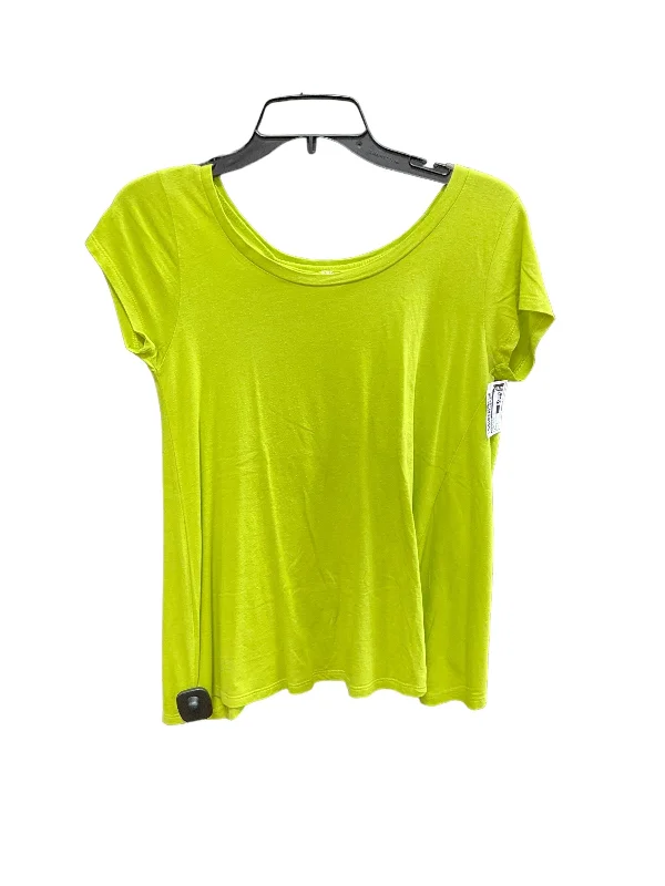 women's T-shirts made of linenLime Green Top Short Sleeve Basic Workshop, Size S