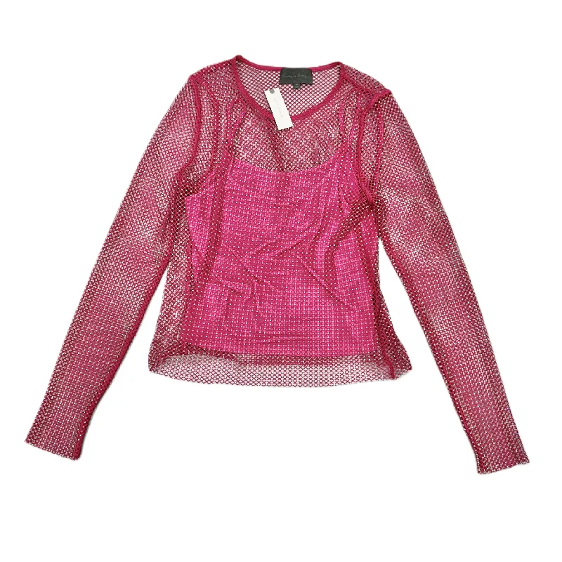 women's long sleeve tops with sustainable fabricTop Long Sleeve By Sunday In Brooklyn In Pink & White, Size: M