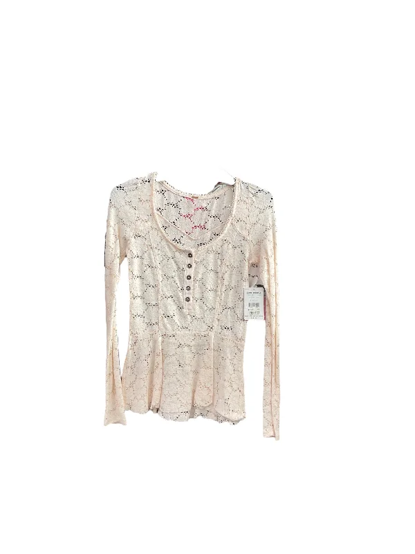 women's long sleeve tops with pocketsTop Long Sleeve By Free People In Peach, Size: Xs