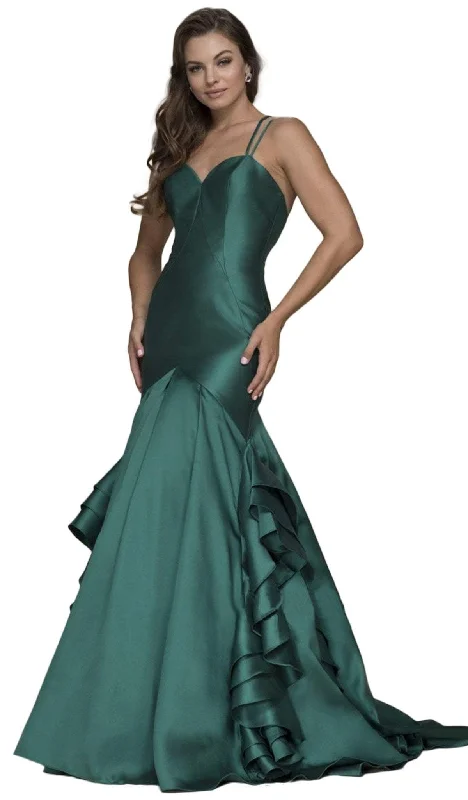 women's velvet dressesNox Anabel - Sweetheart Ruffled Mikado Trumpet Evening Gown C034SC