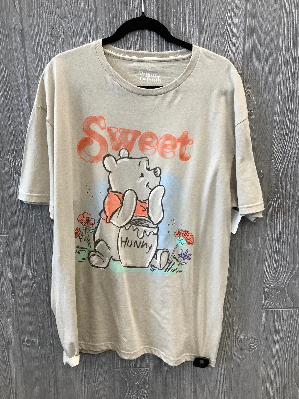 women's T-shirts for springBeige Top Short Sleeve Disney Store, Size 1x