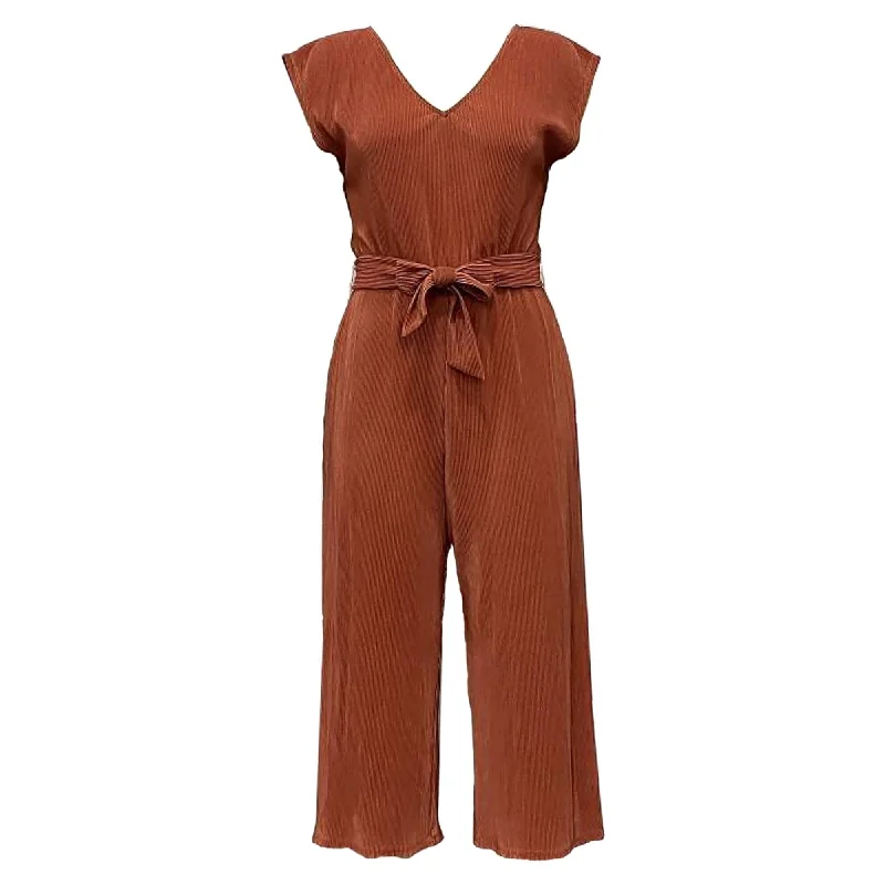 women's jumpsuits with round necksT.D.C Womens Ribbed Jumpsuit, Orange, Small