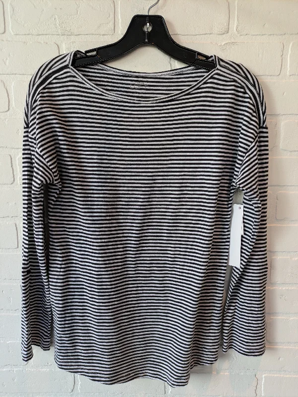 women's long sleeve tops with abstract designsTop Long Sleeve Basic By Loft In Black & White, Size: S