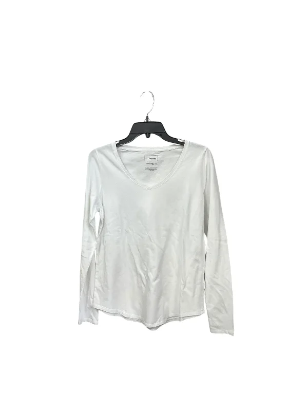 women's long sleeve tops with athletic fitsTop Long Sleeve Basic By Sonoma In White, Size: S