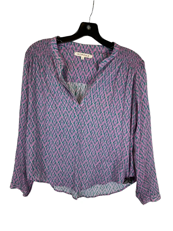 women's long sleeve tops for workTop Long Sleeve Designer By Cmb In Purple, Size: Xs