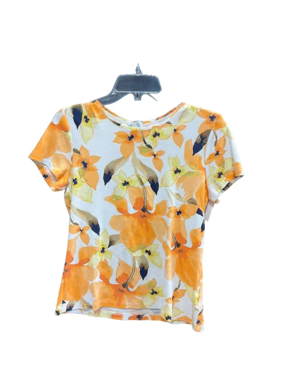 women's T-shirts with round necksOrange & Yellow Top Short Sleeve Croft And Barrow, Size S