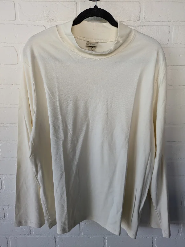 women's long sleeve tops with high necksTop Long Sleeve Basic By L.l. Bean In Cream, Size: 3x