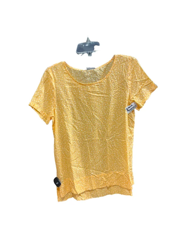 women's T-shirts with pastel colorsWhite & Yellow Top Short Sleeve J. Jill, Size Xs