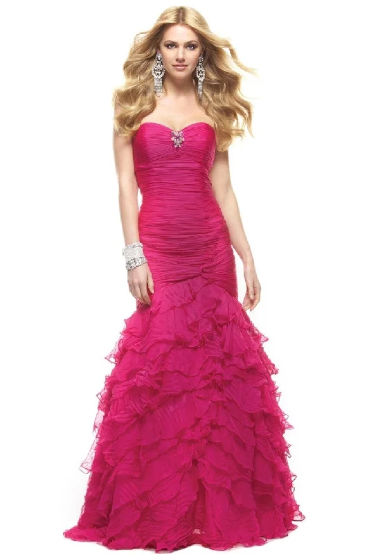 women's pear-shaped body dressesJanique - JA1363SC Ruched Ruffled Trumpet Evening Dress