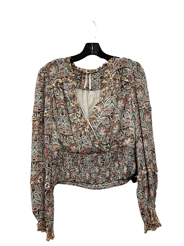 women's long sleeve tops with ribbon tiesTop Long Sleeve By Anthropologie In Multi-colored, Size: Xs