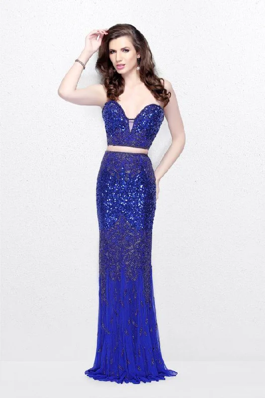 women's breathable dressesPrimavera Couture - 1595SC Two Piece Strapless Sequin Evening Dress