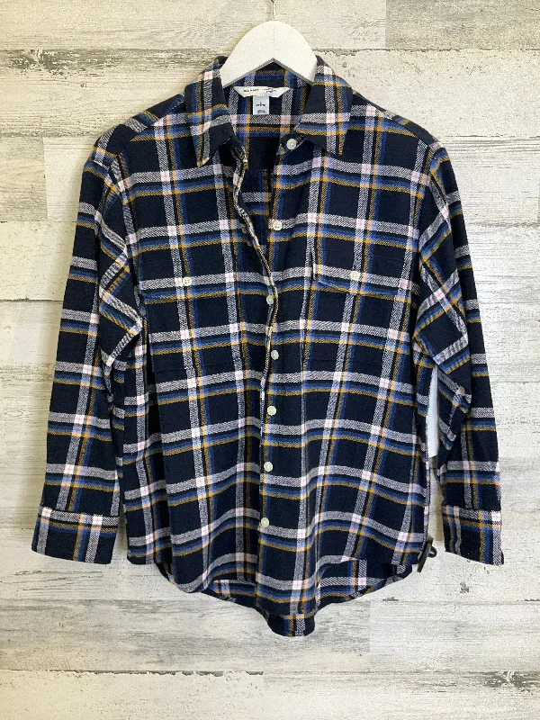 women's long sleeve tops with lightweight and breathable materialTop Long Sleeve By Old Navy In Plaid, Size: Petite   Small