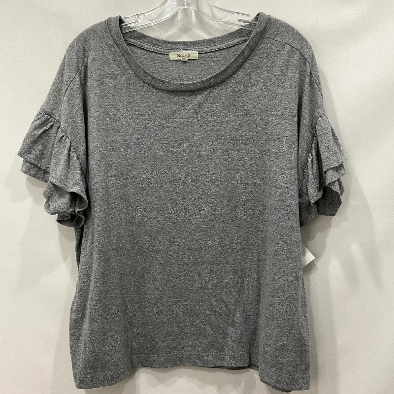 striped women's T-shirtsGrey Top Short Sleeve Madewell, Size Xl