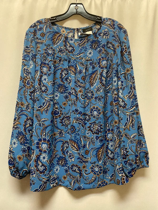 women's long sleeve tops with geometric patternsTop Long Sleeve By J. Jill In Blue, Size: Xl