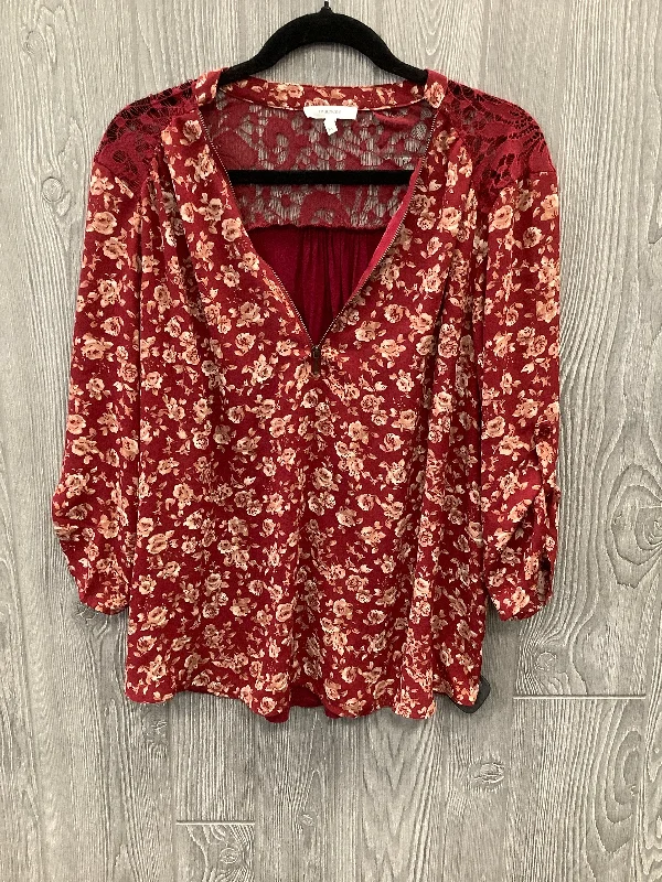 women's long sleeve tops with plus-size optionsTop Long Sleeve By Maurices In Red, Size: Xl