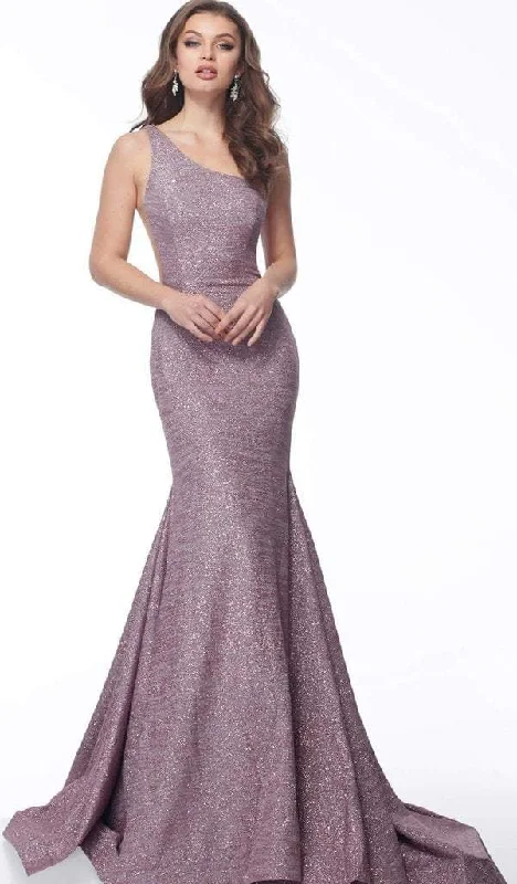 women's work dressesJovani - 67650SC One Shoulder Stretch Glitter Mermaid Evening Gown