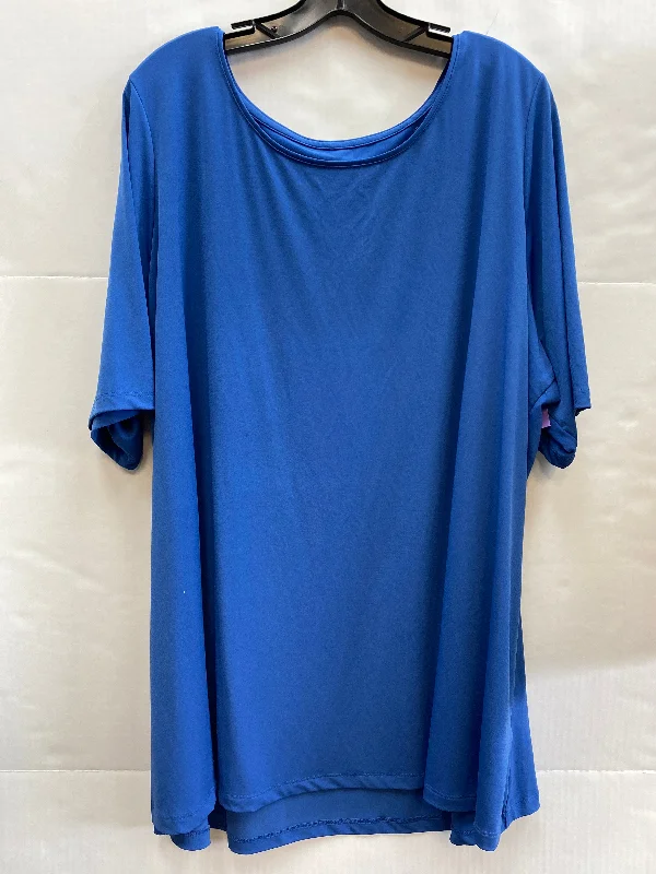 women's T-shirts with loose fitsBlue Top Short Sleeve Susan Graver, Size 3x