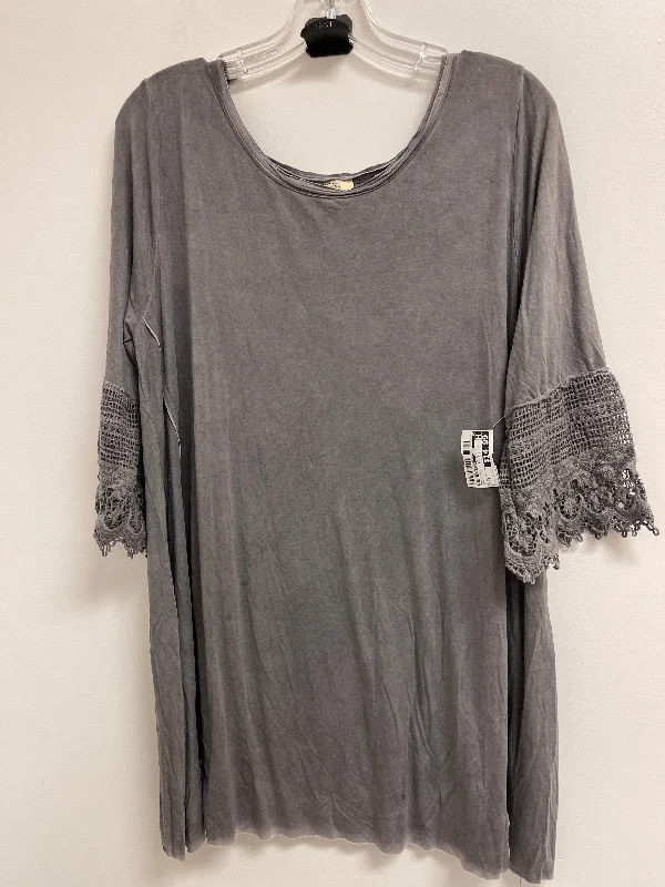 women's long sleeve tops for galasTunic Long Sleeve By Kori America In Grey, Size: S