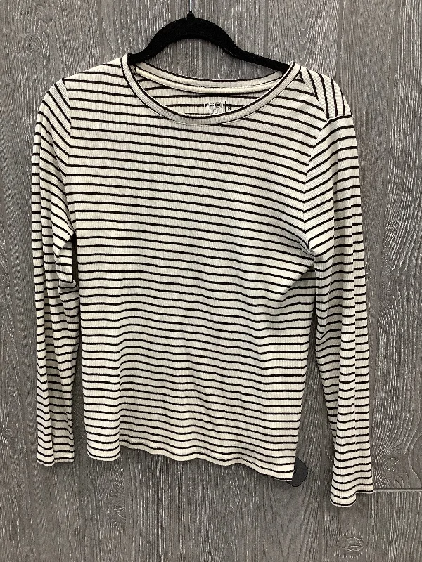 women's long sleeve tops with inspirational quotesTop Long Sleeve By Time And Tru In Striped Pattern, Size: M