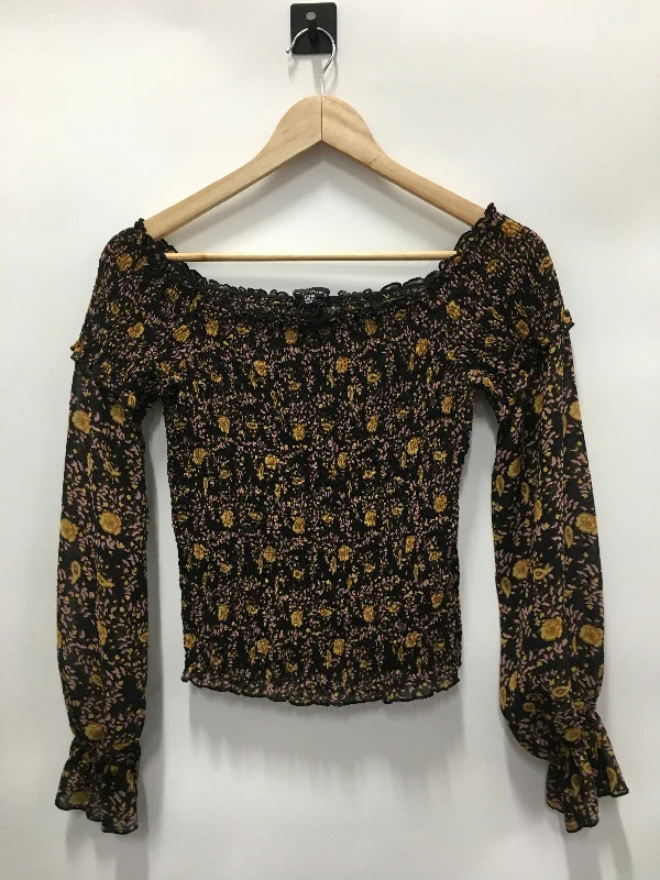 women's long sleeve tops for evening eventsTop Long Sleeve By Lucy Paris In Black & Yellow, Size: M