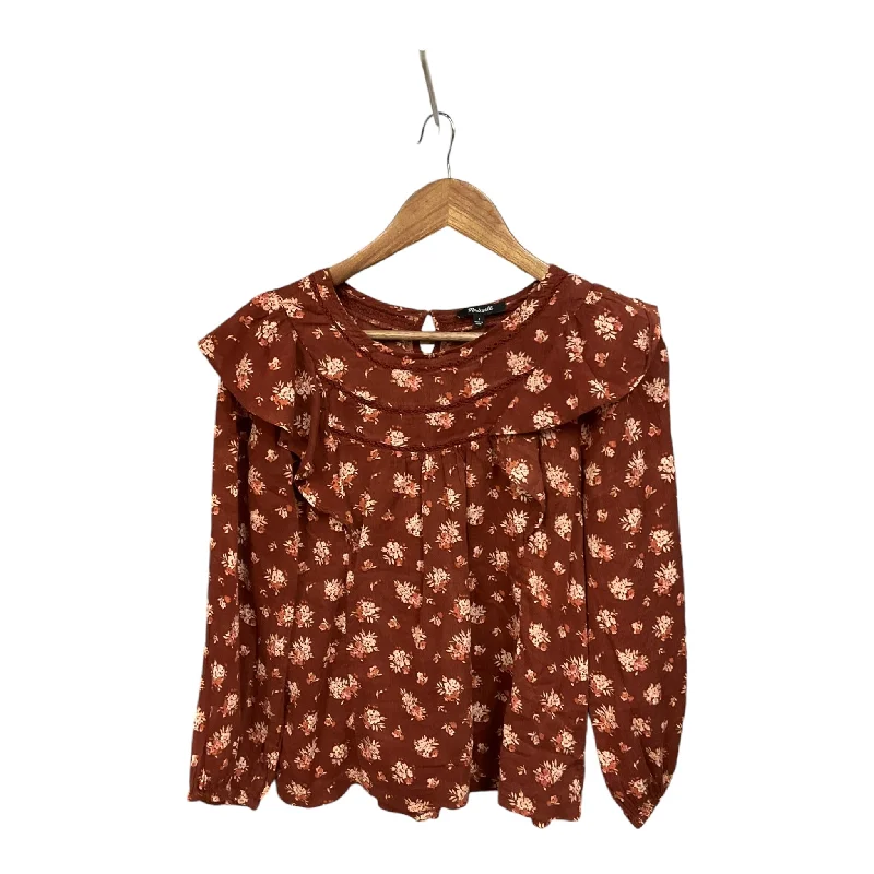 women's long sleeve tops with oversized fitsTop Long Sleeve By Madewell In Floral Print, Size: S