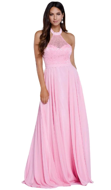 women's trendy dressesNox Anabel - Lace Halter Neck Long Evening Gown 8233SC