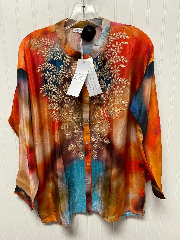 women's long sleeve tops made of synthetic fiberTop Long Sleeve By Cma In Tie Dye Print, Size: S