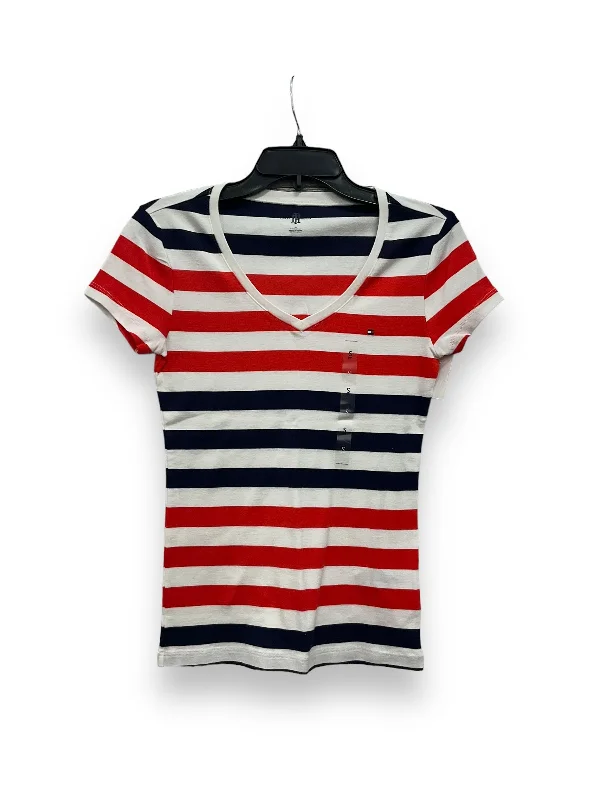 vibrant women's T-shirtsStriped Pattern Top Short Sleeve Basic Tommy Hilfiger, Size S