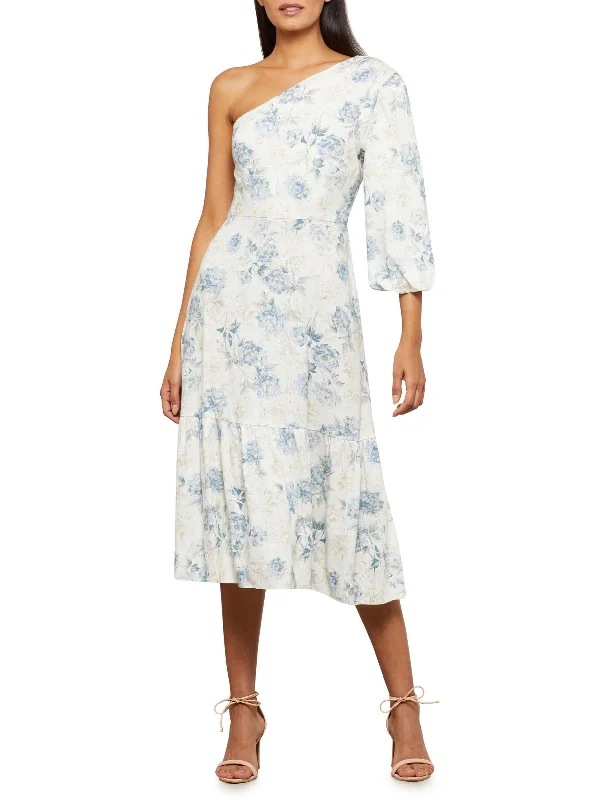 women's denim dressesWomens Floral Knee Midi Dress