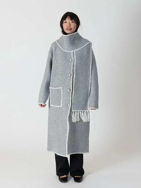 women's coats with Victorian-era influencesDelaney Whip Stitch Coat - Long Medium Grey