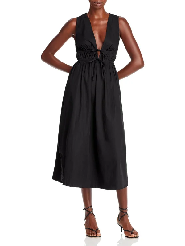 women's made-to-order dressesAndressa Womens Ruched V-Neck Midi Dress