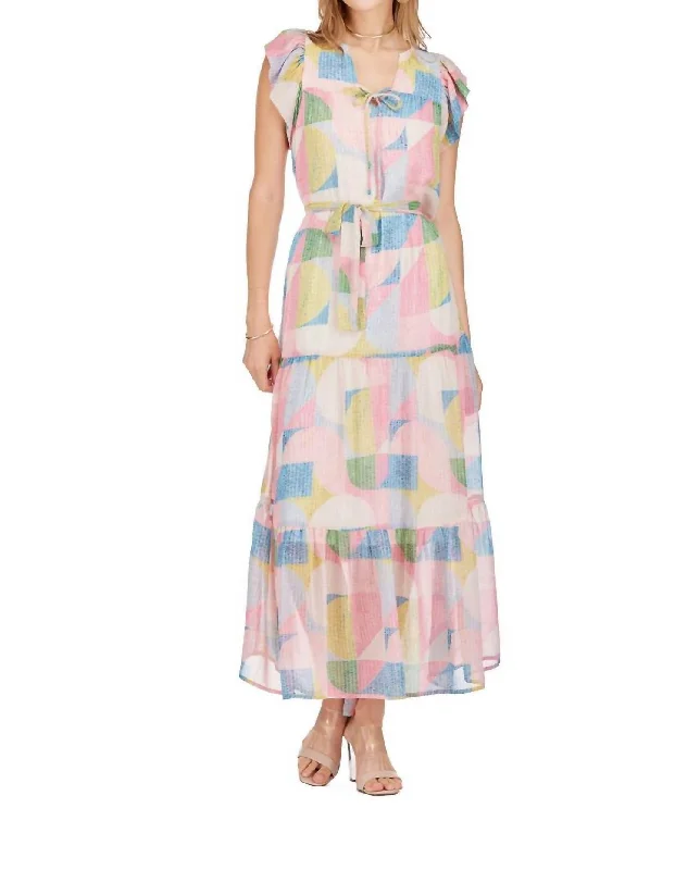 women's party dressesTiered Maxi Dress In Pastel Abs