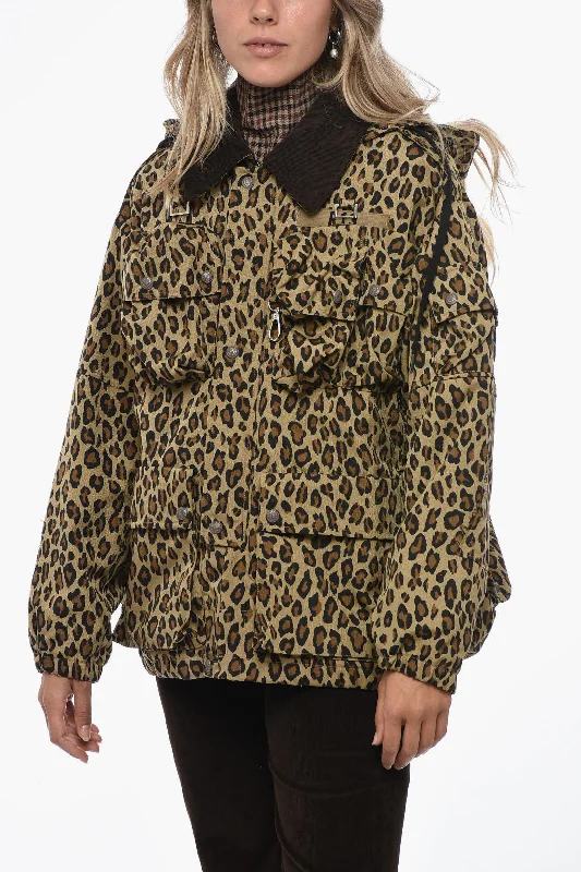 affordable women's coatsR13 Utility Jacket with Animalier Pattern