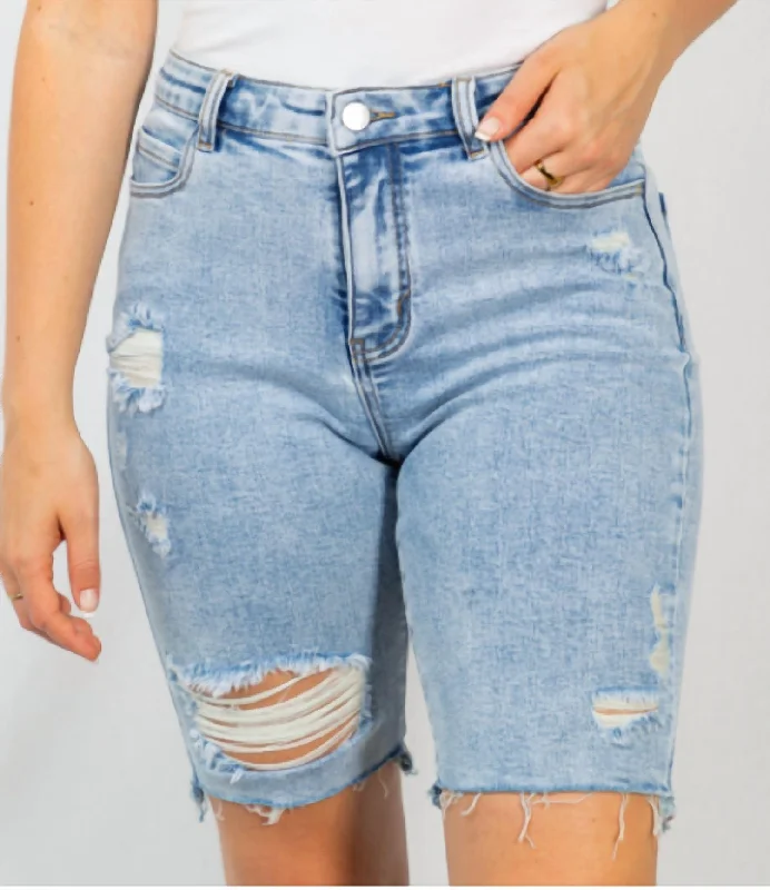 women's high-performance shortsLuck Be A Lady Biker Shorts In Denim