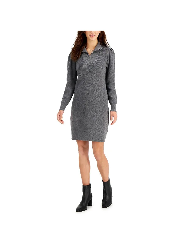 women's cinched-waist dressesWomens 1/2 Zip Midi Sweaterdress