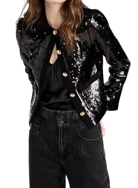 sustainable women's coatsKatherine Sequin Jacket In Black