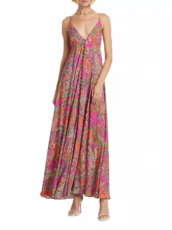 women's bow dressesStefani Maxi Dress In Rhodamine Paisley