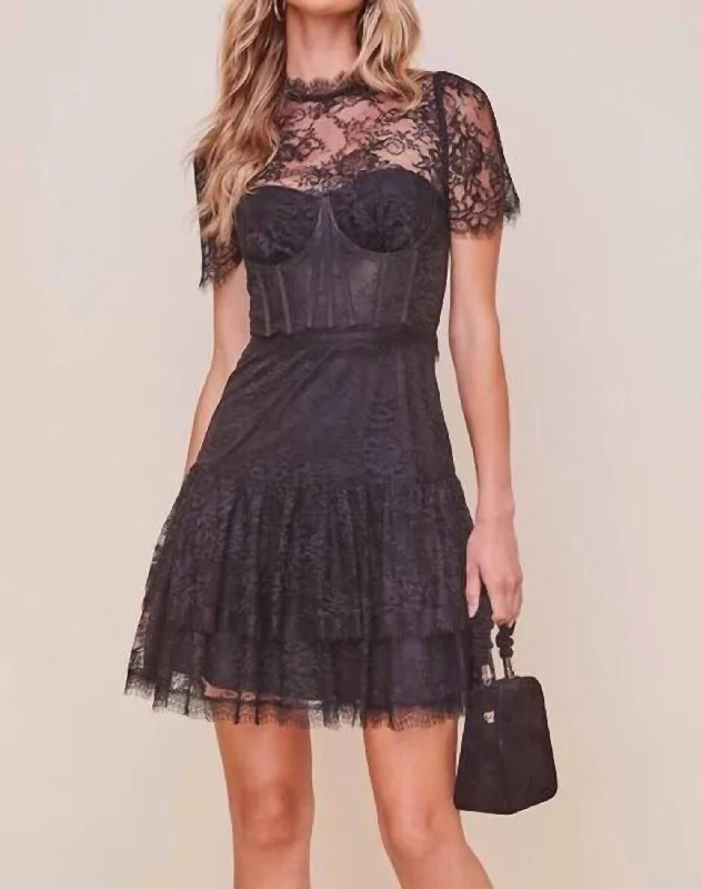 women's statement dressesLeilani Lace Bustier Mini Dress In Black