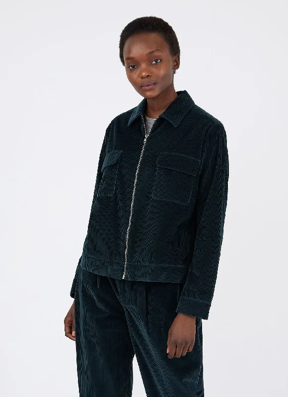 women's coats with liningWomen's Wide Wale Corduroy Zip Jacket in Forest