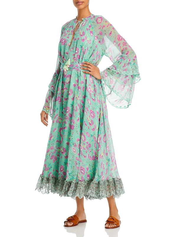 women's retro dressesHera Womens Floral Print Long Midi Dress