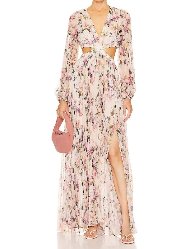 women's designer dressesRevery Maxi Dress In Cream Pink Floral