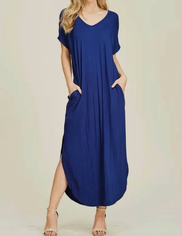 women's club dressesKnit Maxi Dress In Blue