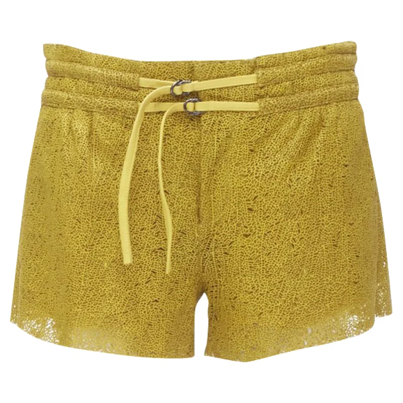 women's spandex shortsHelmut Lang laser cut leather lined shorts