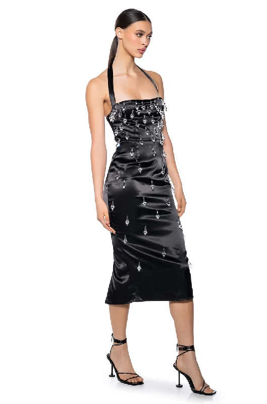 women's versatile dressesRAINDROPS ARE FALLING BEADED MIDI DRESS