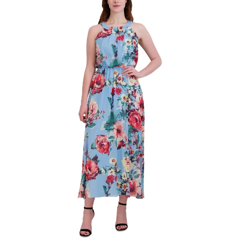 women's trendy dressesWomens Floral Sleeveless Maxi Dress