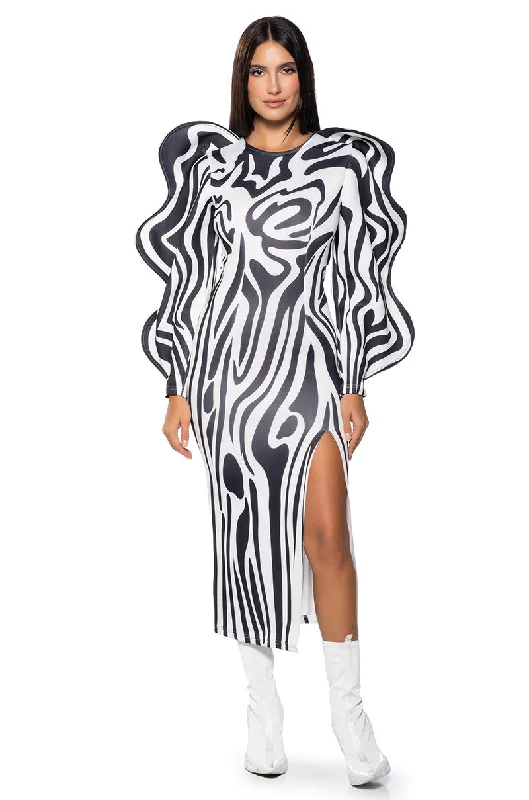 women's striped dressesETCH A SKETCH MIDI DRESS