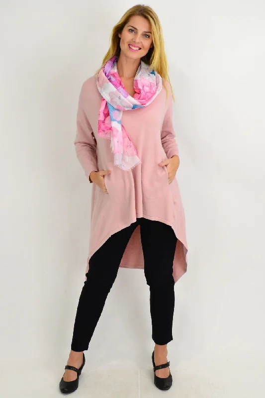 women's coats for cold weatherPink Blush Heidi Hi Low Tunic Jumper